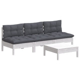 4 Piece Garden Lounge Set with Anthracite Cushions Pinewood - Side View