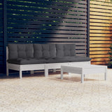 4 Piece Garden Lounge Set with Anthracite Cushions Pinewood