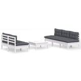 6 Piece Garden Lounge Set with Anthracite Cushions Pinewood - Front View