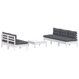 6 Piece Garden Lounge Set with Anthracite Cushions Pinewood - Side View