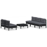6 Piece Garden Lounge Set with Anthracite Cushions Pinewood - Front View