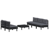 6 Piece Garden Lounge Set with Anthracite Cushions Pinewood - Side View