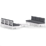 7 Piece Garden Lounge Set with Anthracite Cushions Pinewood - Front View