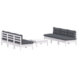 7 Piece Garden Lounge Set with Anthracite Cushions Pinewood - Side View
