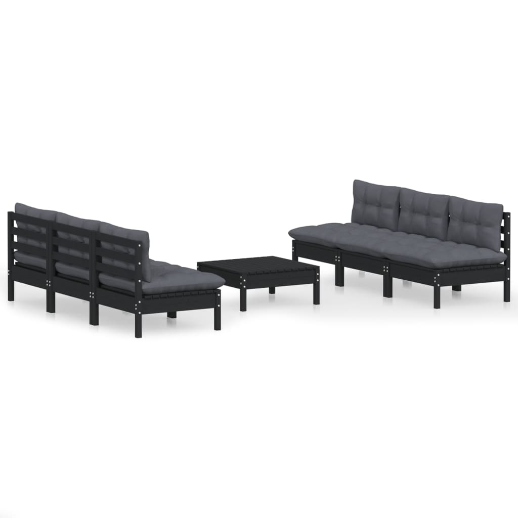 7 Piece Garden Lounge Set with Anthracite Cushions Pinewood