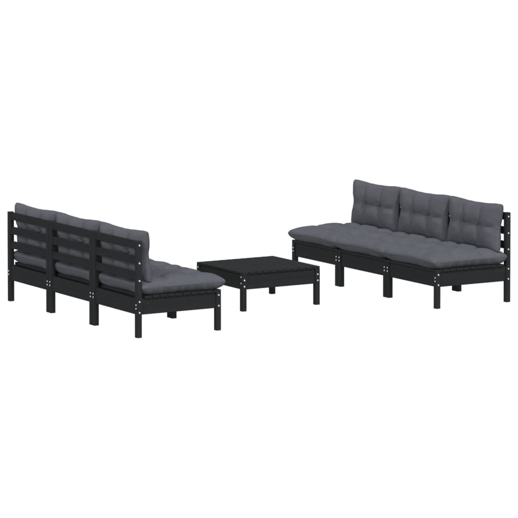7 Piece Garden Lounge Set with Anthracite Cushions Pinewood