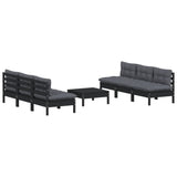 7 Piece Garden Lounge Set with Anthracite Cushions Pinewood - Side View