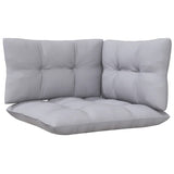 3-Seater Garden Sofa with Grey Cushions Solid Pinewood - 45-Degree Angle