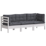 3-Seater Garden Sofa with Anthracite Cushions Solid Pinewood - Side View