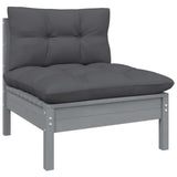 3-Seater Garden Sofa with Anthracite Cushions Solid Pinewood - Rear View