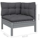 3-Seater Garden Sofa with Anthracite Cushions Solid Pinewood - Low Angle