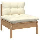 3-Seater Garden Sofa with Cream Cushions Solid Pinewood - Top-Down View