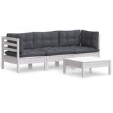 4 Piece Garden Lounge Set with Anthracite Cushions Pinewood