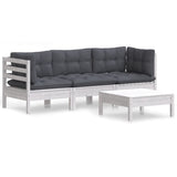 4 Piece Garden Lounge Set with Anthracite Cushions Pinewood - Front View