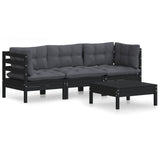 4 Piece Garden Lounge Set with Anthracite Cushions Pinewood - Front View