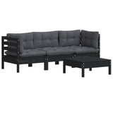 4 Piece Garden Lounge Set with Anthracite Cushions Pinewood - Side View