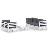 6 Piece Garden Lounge Set with Anthracite Cushions Pinewood - Front View