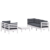 6 Piece Garden Lounge Set with Anthracite Cushions Pinewood - Side View