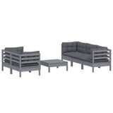 6 Piece Garden Lounge Set with Anthracite Cushions Pinewood - Side View