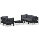 6 Piece Garden Lounge Set with Anthracite Cushions Pinewood - Front View