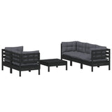 6 Piece Garden Lounge Set with Anthracite Cushions Pinewood