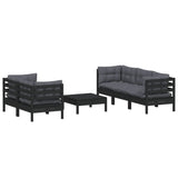 6 Piece Garden Lounge Set with Anthracite Cushions Pinewood - Side View