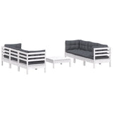 7 Piece Garden Lounge Set with Anthracite Cushions Pinewood - Side View