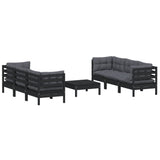 7 Piece Garden Lounge Set with Anthracite Cushions Pinewood - Side View