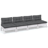 4-Seater Garden Sofa with Anthracite Cushions Solid Pinewood - Front View