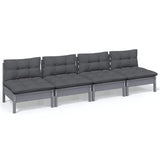 4-Seater Garden Sofa with Anthracite Cushions Solid Pinewood