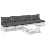 5 Piece Garden Lounge Set with Anthracite Cushions Pinewood - Front View