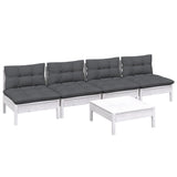 5 Piece Garden Lounge Set with Anthracite Cushions Pinewood - Side View