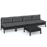 5 Piece Garden Lounge Set with Anthracite Cushions Pinewood