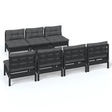 8 Piece Garden Lounge Set with Anthracite Cushions Pinewood - Front View