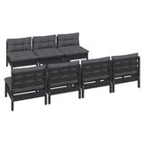 8 Piece Garden Lounge Set with Anthracite Cushions Pinewood - Side View