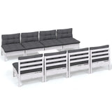9 Piece Garden Lounge Set with Cushions Solid Pinewood - Front View