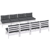 9 Piece Garden Lounge Set with Cushions Solid Pinewood - Side View