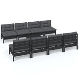 9 Piece Garden Lounge Set with Cushions Solid Pinewood - Front View