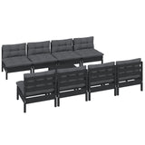 9 Piece Garden Lounge Set with Cushions Solid Pinewood - Side View