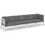 4 Piece Garden Lounge Set with Cushions Solid Pinewood