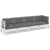 4 Piece Garden Lounge Set with Cushions Solid Pinewood - Front View