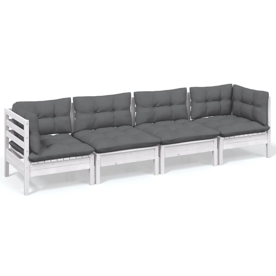 4 Piece Garden Lounge Set with Cushions Solid Pinewood