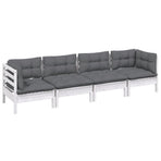 4 Piece Garden Lounge Set with Cushions Solid Pinewood