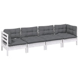 4 Piece Garden Lounge Set with Cushions Solid Pinewood - Side View