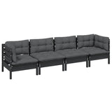 4 Piece Garden Lounge Set with Cushions Solid Pinewood - Side View