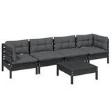 5 Piece Garden Lounge Set with Cushions Solid Pinewood - Side View