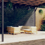 8 Piece Garden Lounge Set with Cream Cushions Solid Pinewood