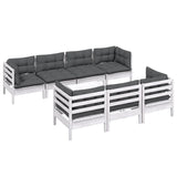 8 Piece Garden Lounge Set with Cushions Solid Pinewood - Side View