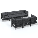 8 Piece Garden Lounge Set with Cushions Solid Pinewood - Front View