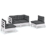 4 Piece Garden Lounge Set with Cushions Solid Pinewood - Front View